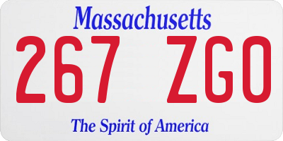 MA license plate 267ZG0
