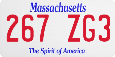 MA license plate 267ZG3