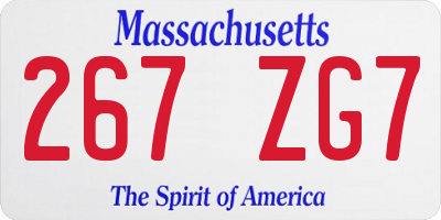 MA license plate 267ZG7