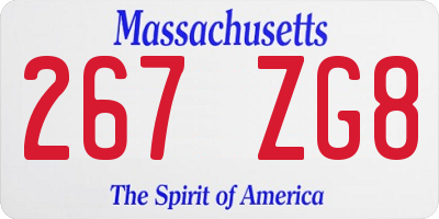 MA license plate 267ZG8