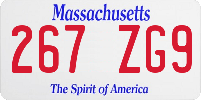 MA license plate 267ZG9