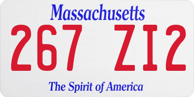 MA license plate 267ZI2