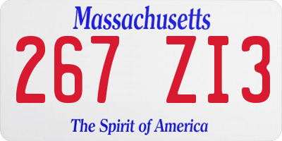 MA license plate 267ZI3