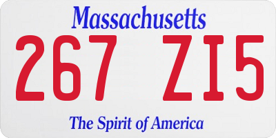 MA license plate 267ZI5