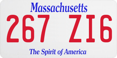 MA license plate 267ZI6