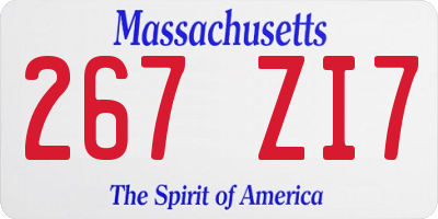 MA license plate 267ZI7