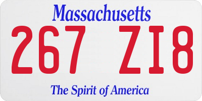 MA license plate 267ZI8