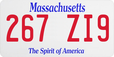 MA license plate 267ZI9