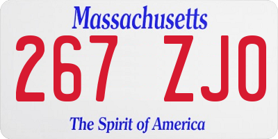 MA license plate 267ZJ0