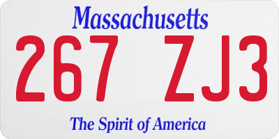 MA license plate 267ZJ3