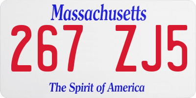 MA license plate 267ZJ5