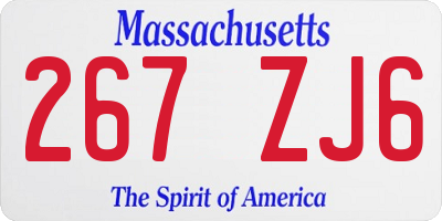MA license plate 267ZJ6