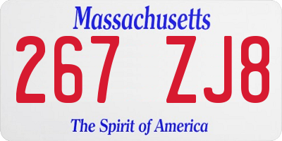 MA license plate 267ZJ8