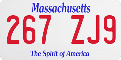 MA license plate 267ZJ9