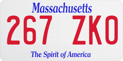 MA license plate 267ZK0