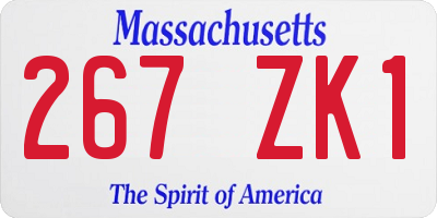 MA license plate 267ZK1