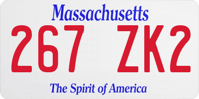 MA license plate 267ZK2