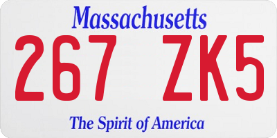 MA license plate 267ZK5