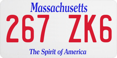 MA license plate 267ZK6