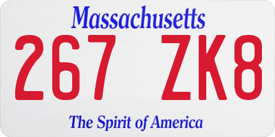 MA license plate 267ZK8