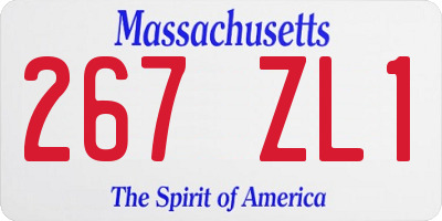 MA license plate 267ZL1