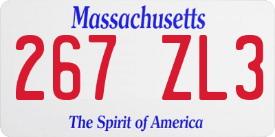 MA license plate 267ZL3