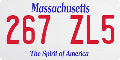MA license plate 267ZL5