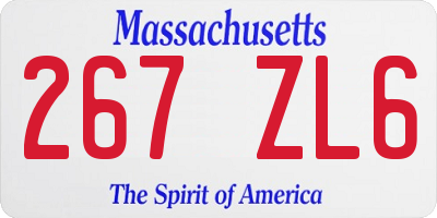 MA license plate 267ZL6