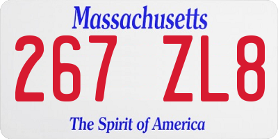 MA license plate 267ZL8