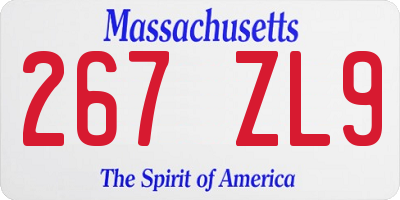 MA license plate 267ZL9