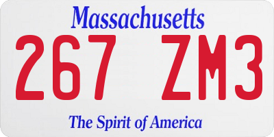 MA license plate 267ZM3