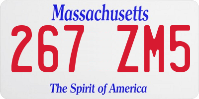 MA license plate 267ZM5