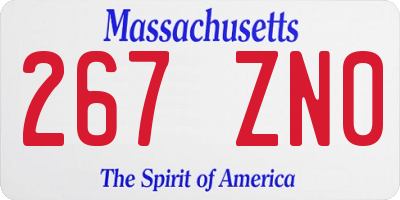 MA license plate 267ZN0