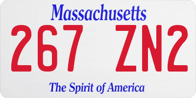 MA license plate 267ZN2