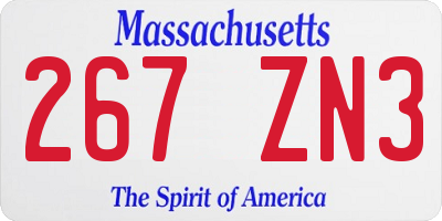 MA license plate 267ZN3