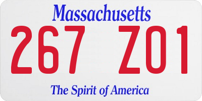 MA license plate 267ZO1