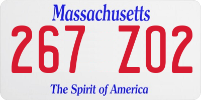 MA license plate 267ZO2
