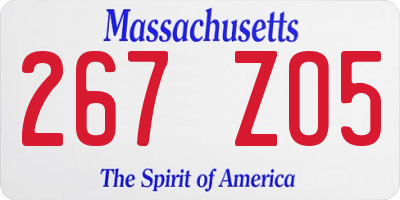 MA license plate 267ZO5