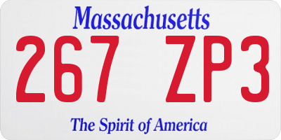 MA license plate 267ZP3