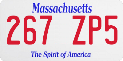 MA license plate 267ZP5