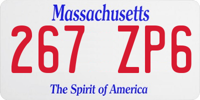 MA license plate 267ZP6