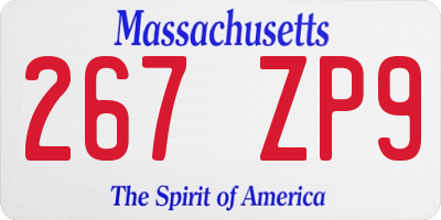 MA license plate 267ZP9