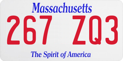 MA license plate 267ZQ3