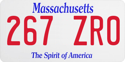 MA license plate 267ZR0