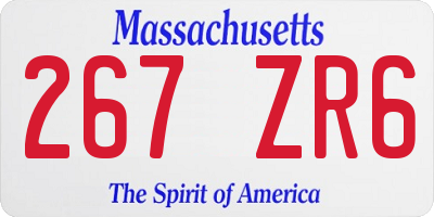 MA license plate 267ZR6