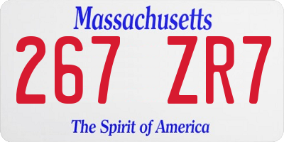 MA license plate 267ZR7