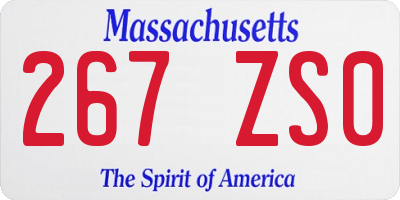 MA license plate 267ZS0