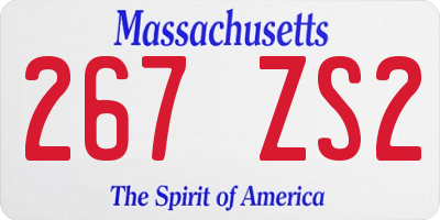 MA license plate 267ZS2