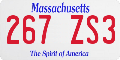 MA license plate 267ZS3