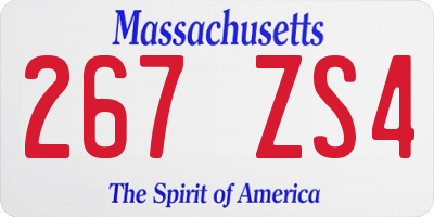 MA license plate 267ZS4